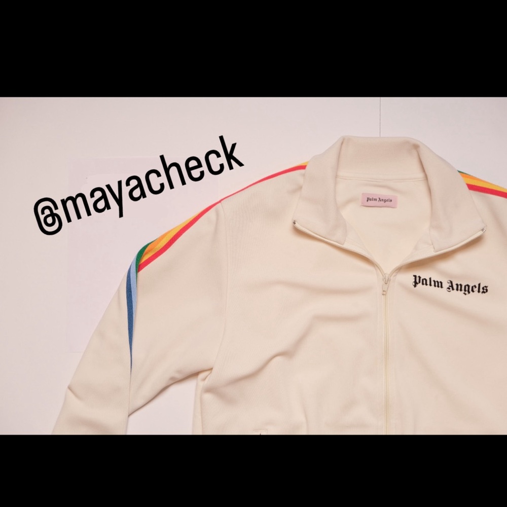 LIKE NEW Palm Angels Rainbow Cream Track Jacket